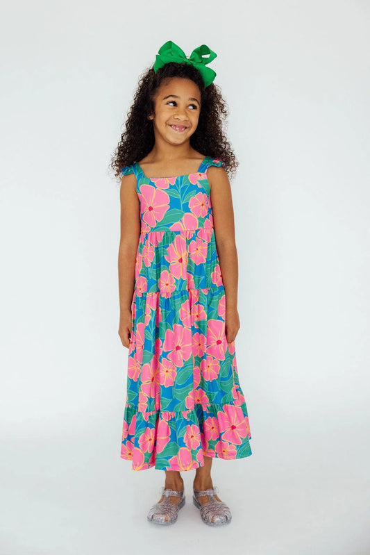 Mila & Rose Luau Floral Ruffle Maxi Dress