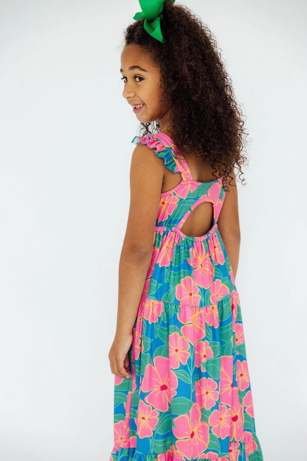 Mila & Rose Luau Floral Ruffle Maxi Dress