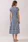 Mixed Striped Pattern Button Down Midi Dress in Navy