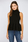 Mock Neck Peplum Sweater Tank In Black