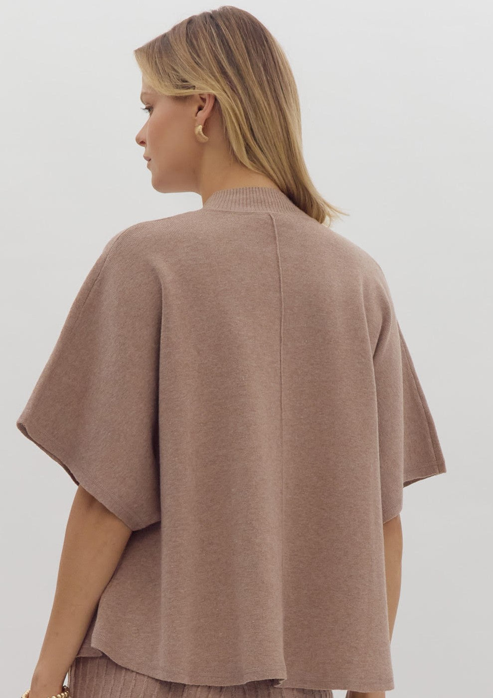 Mock Neck Oversized Sweater in Taupe