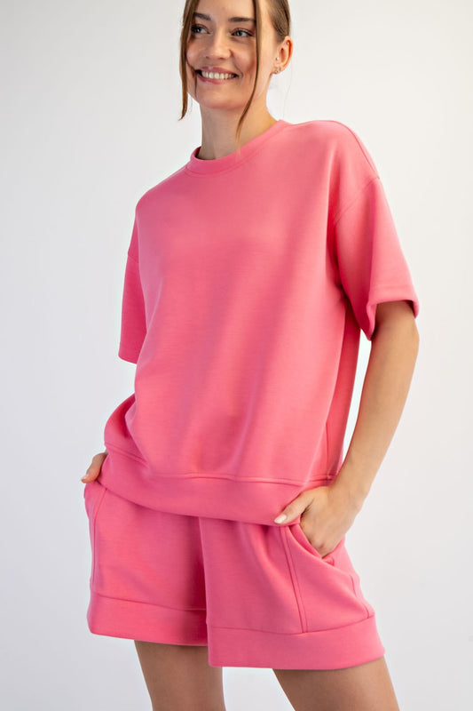 Modal Scuba Basic Short Set In Brink Pink