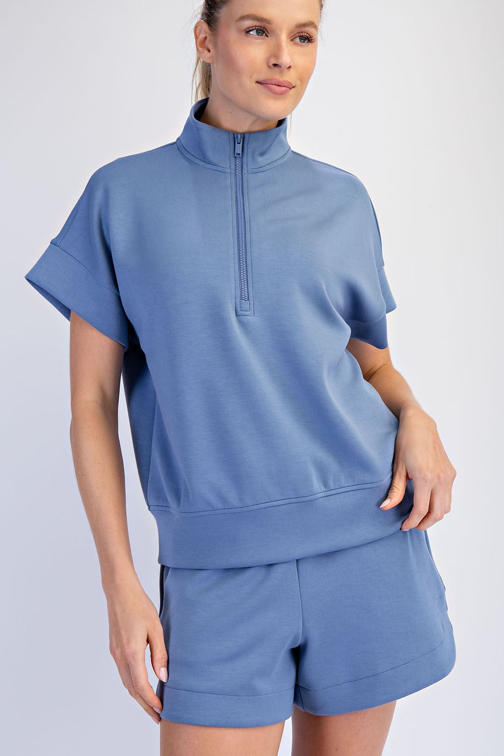 Modal Scuba Quarter Zip Set In Paradise Blue