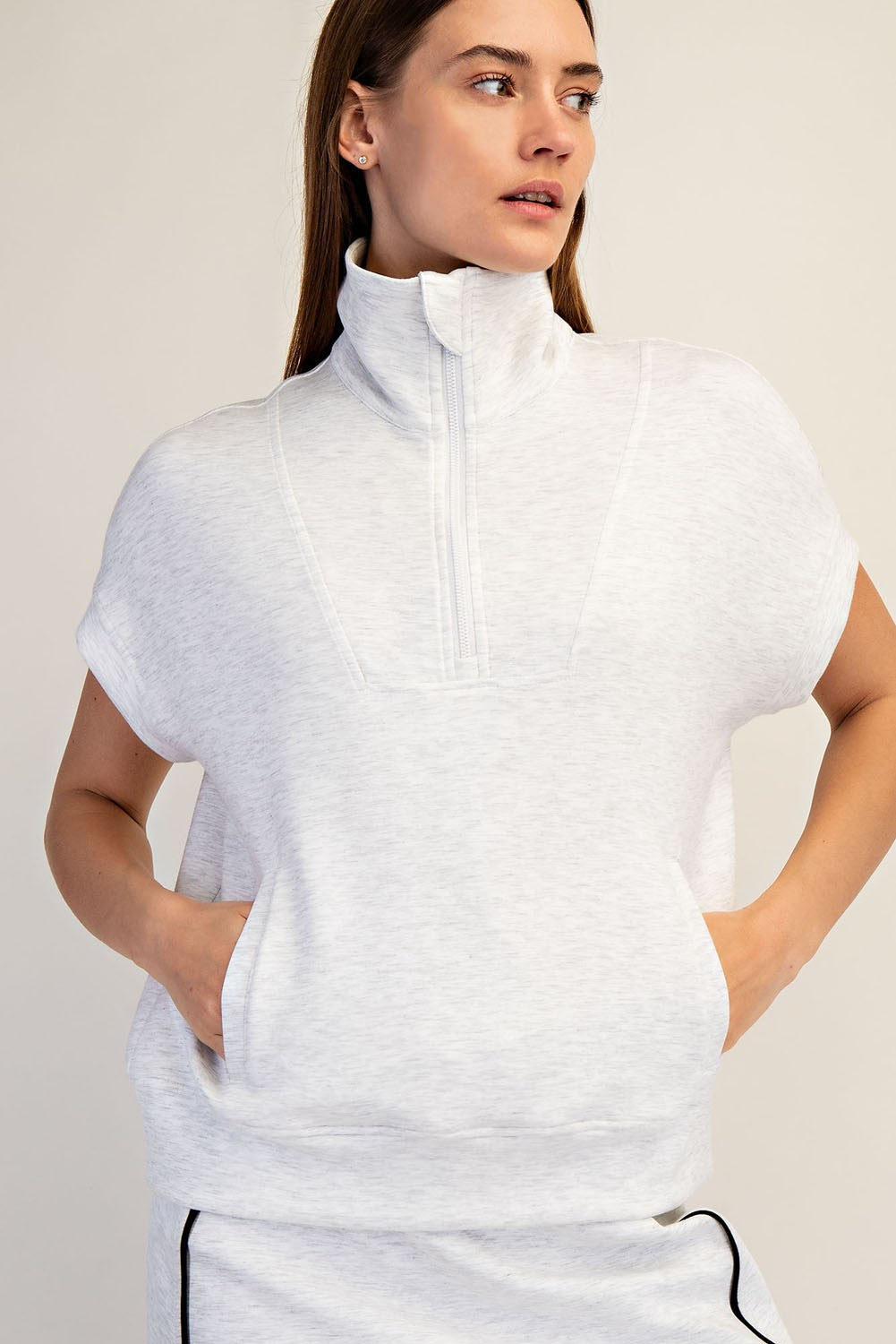 Modal Scuba Quarter Zip Set In Grey