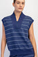 Modal Scuba Stripe Tulip Short Set In Navy & Cream