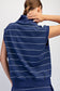 Modal Scuba Stripe Tulip Short Set In Navy & Cream