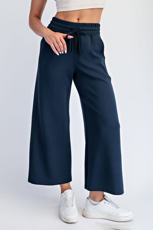 Modal Scuba Quarter Zip Pant Set In Teal Navy