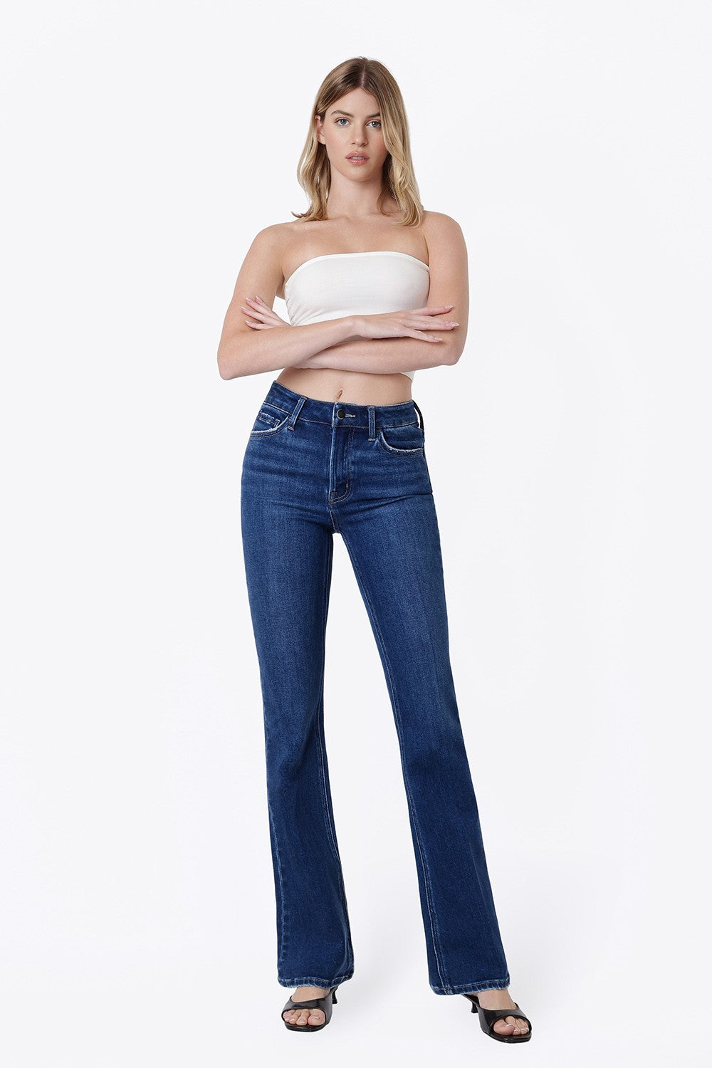 Morgan High Rise Trouser Fold Creased Bootcut Jeans