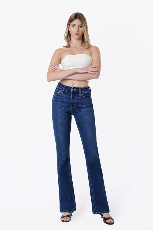 Morgan High Rise Trouser Fold Creased Bootcut Jeans