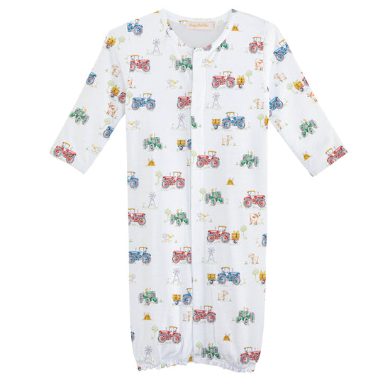 Baby Club Chic Tractor Time Printed Pima Conv Gown