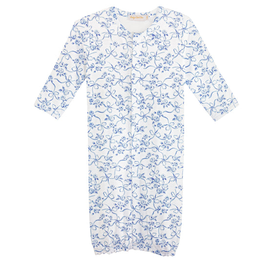 Baby Club Chic Blue Romantic Toile Printed Pima Conv Gown
