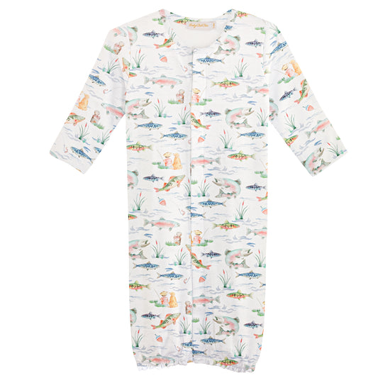 Baby Club Chic Gone Fishing Printed Pima Conv Gown