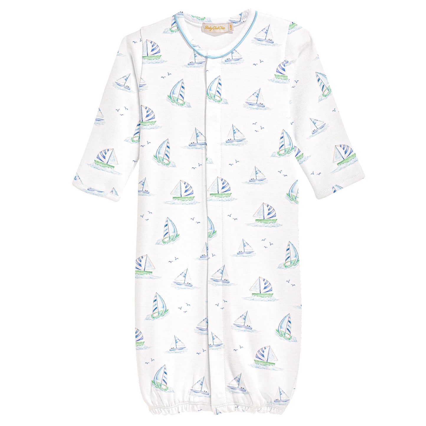 Baby Club Chic Blue Sails Piping Convertible Gown