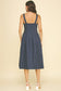 Navy Polka Dot Flared A-line Midi Dress