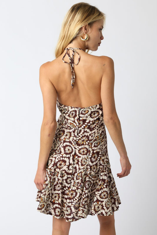 Fall Bloom Halter Mini Dress