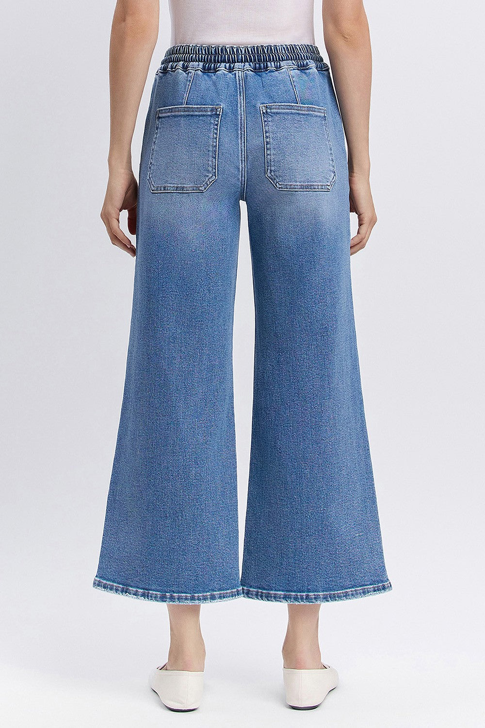 Olivia High Rise Drawstring Wide Leg Jeans