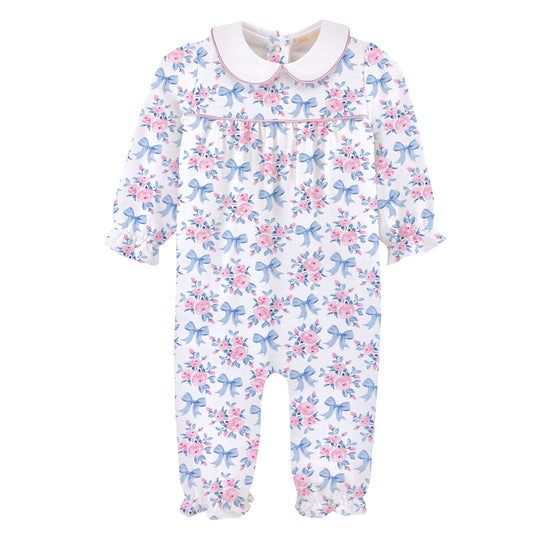 Baby Chic Blue Floral Bows Playsuit