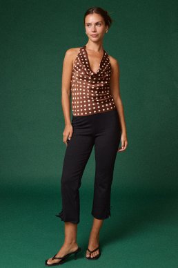 Polka Dot Cowl Neck Halter Top