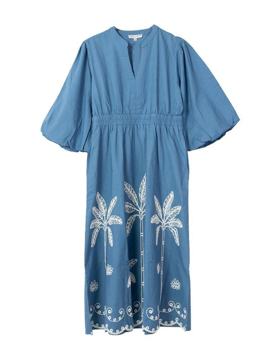 Palm Summer Puff Sleeve Dress