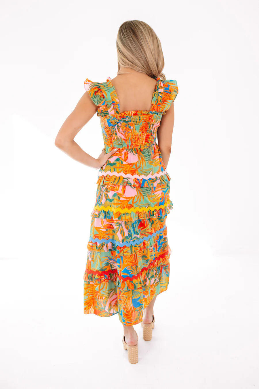 J. Marie Paloma Tier Ric Rac Midi Dress