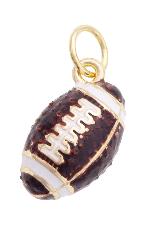 Pave 3-D Football Charm in Brown & White