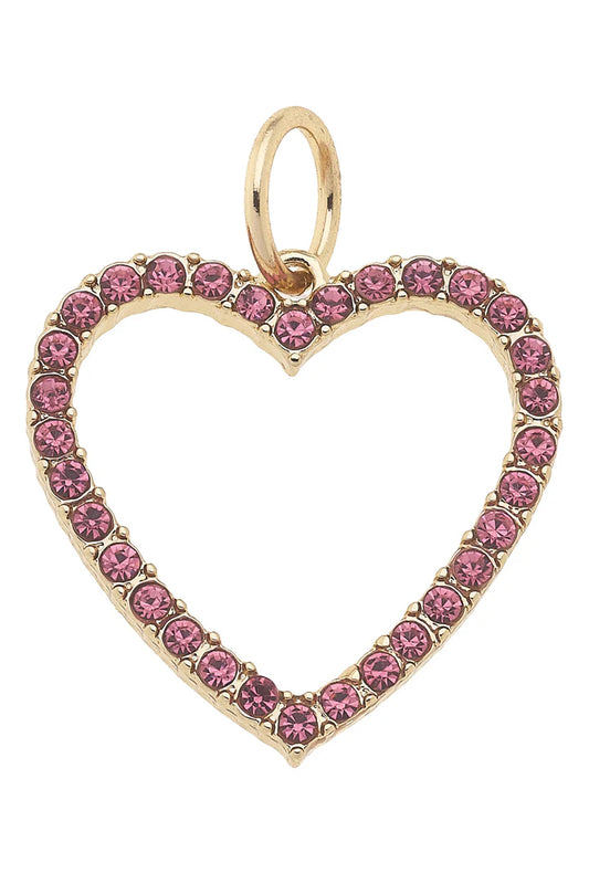Pave Open Heart Charm in Pink