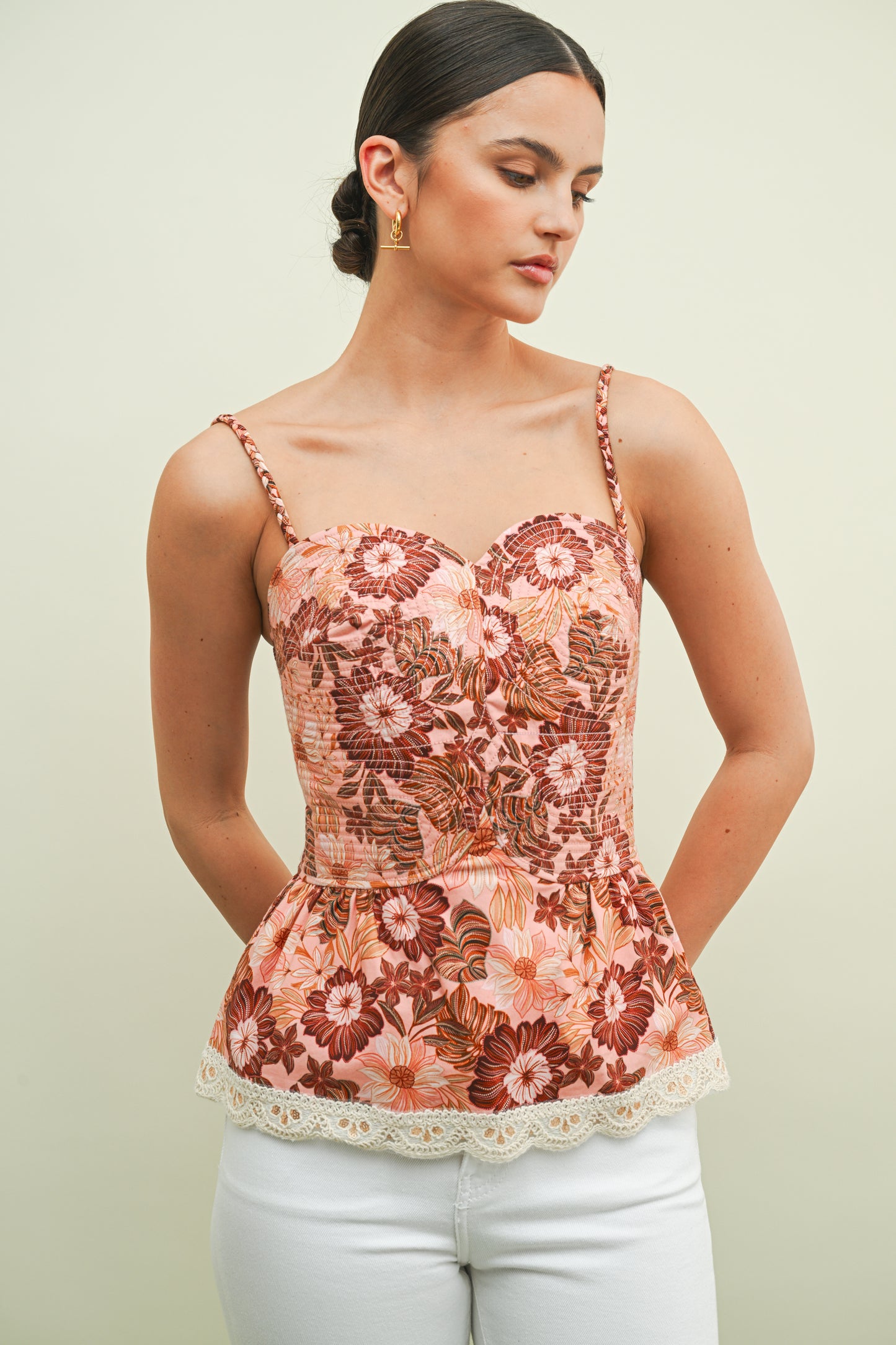 Pink Autumn Bloom Ruffle Top