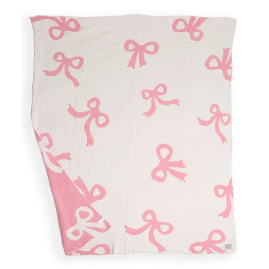 Pink Bow Reversible Throw Blanket