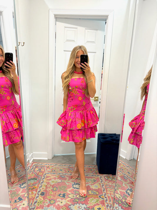 Pink Paradise Drop Waist Mini Dress