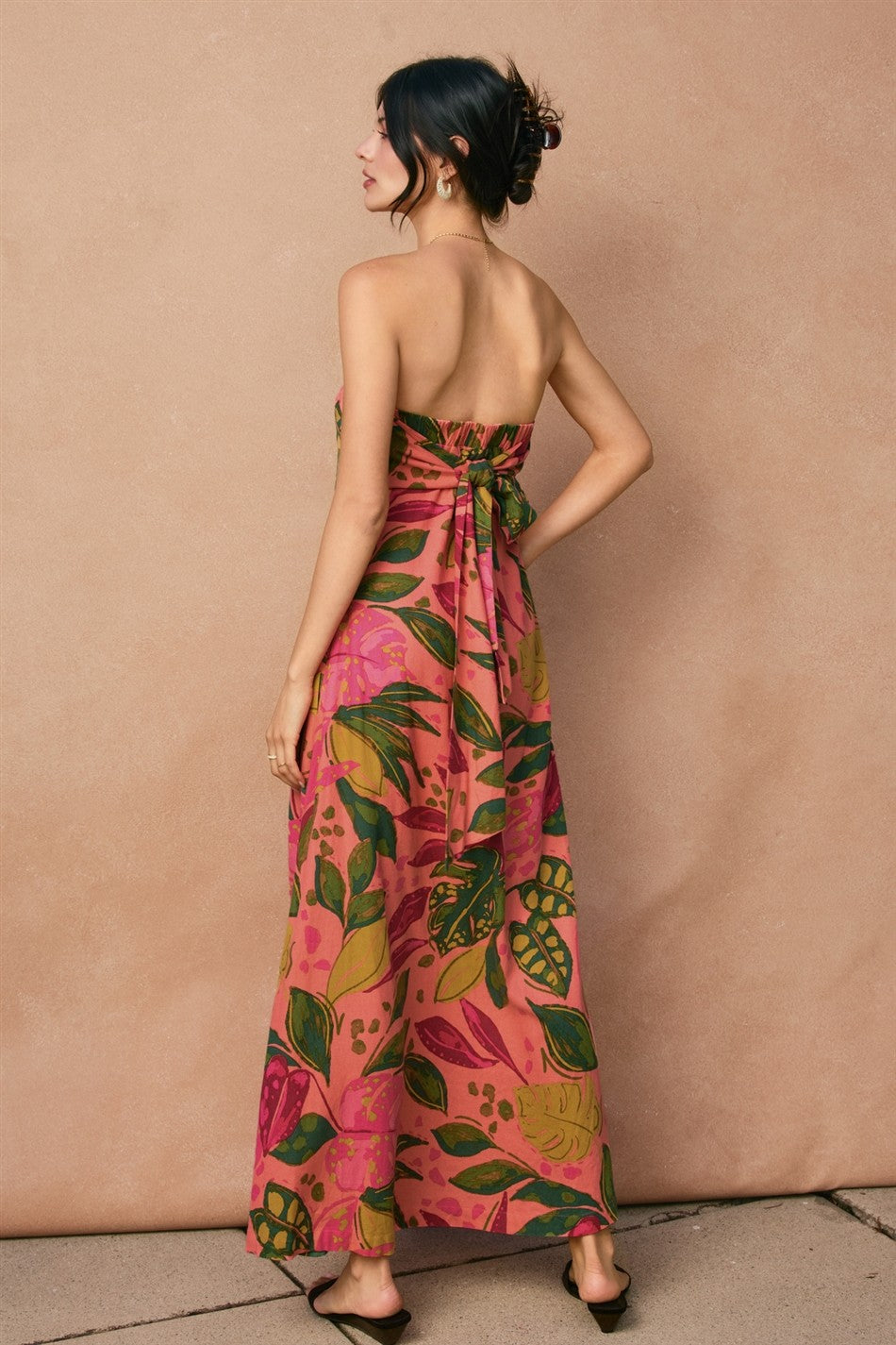 Pink Rio Tie Back Maxi Dress