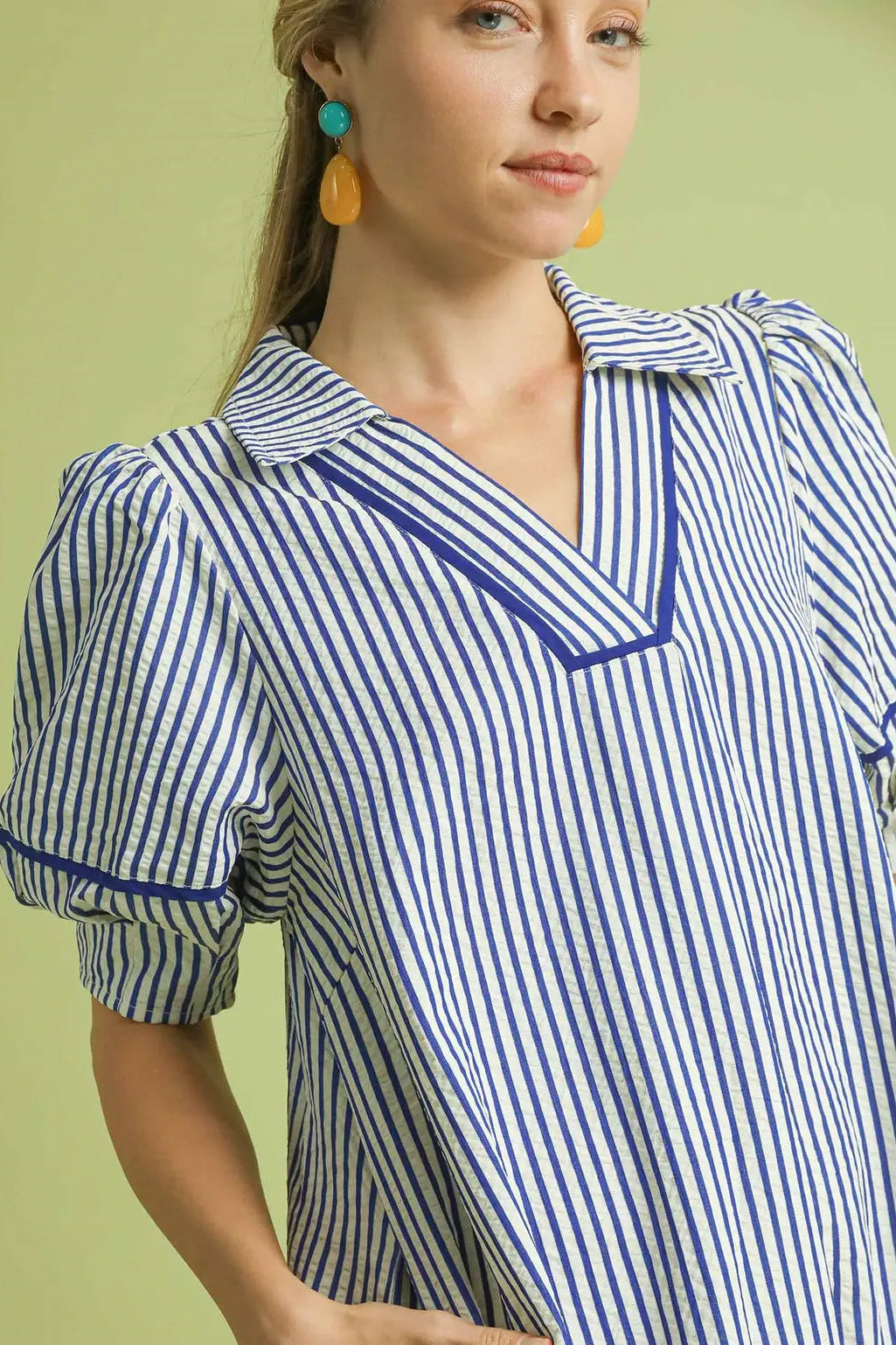 Piping Blue Midi Dress