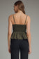 Pleated Cami Top In Army Green