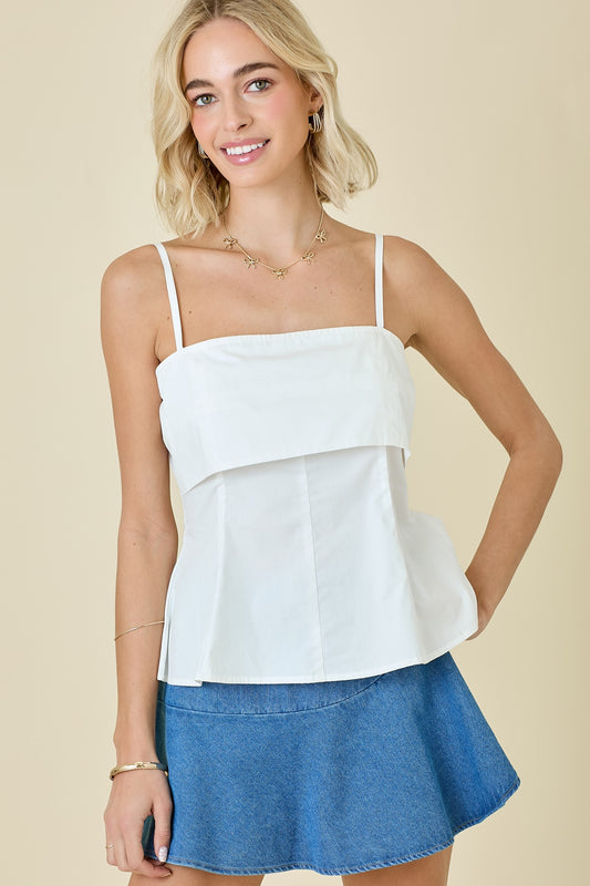 Poplin Fit & Flare Top In White