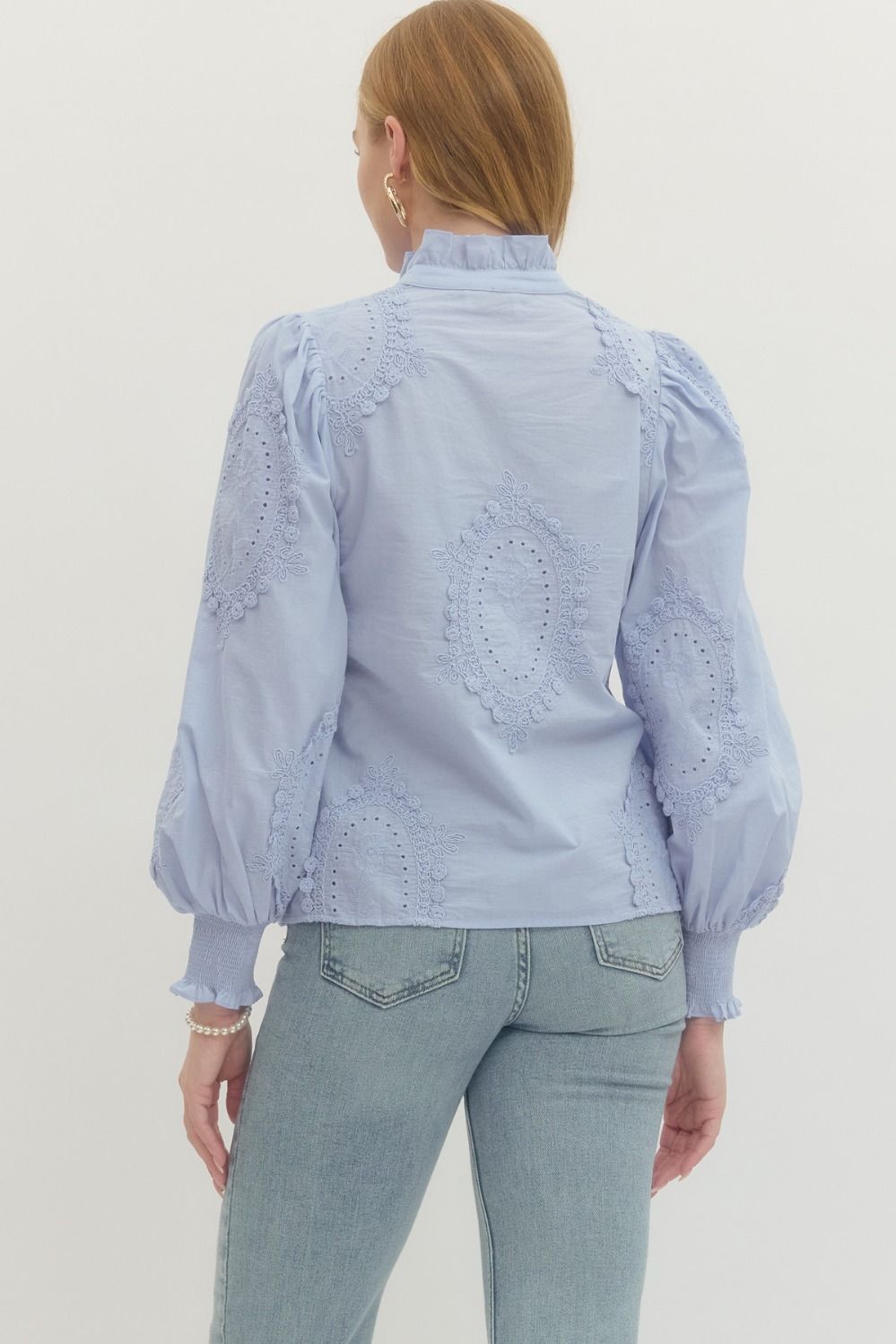 Pretty Detail Top In Light Blue