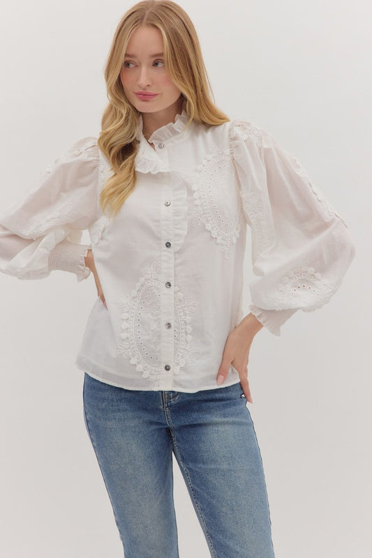 Pretty Detail Top In Off White