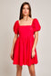 Puff Sleeve Tie Back Dress in Red