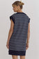 Quarter Zip Stripe Dress in Navy/Cream