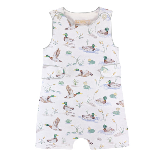 Baby Club Chic Mallard Ducks Button Romper