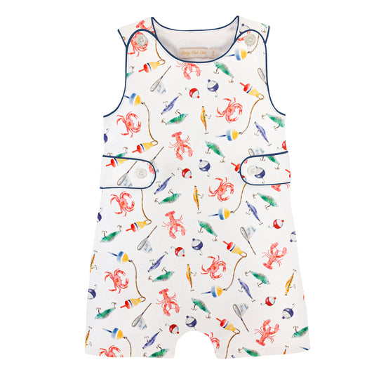 Baby Club Chic Coastal Claws Button Romper