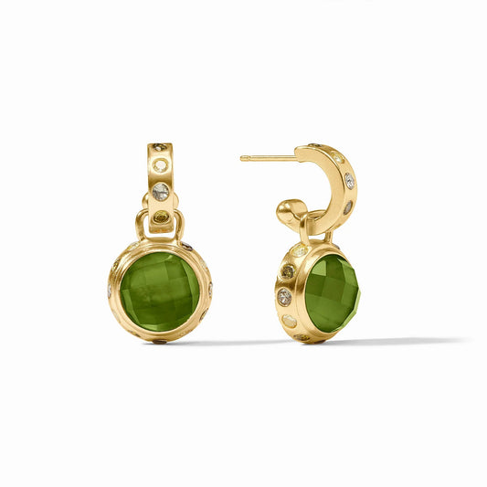 Julie Vos Rainbow Hoop & Charm Earring In Iridescent Palmetto Green