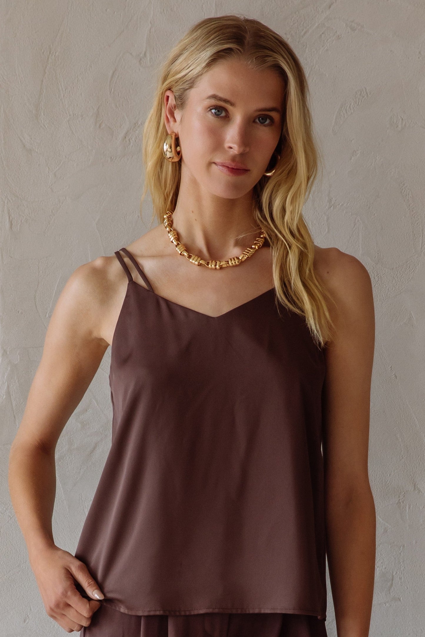 Recycled Double Strap Cami In Espresso