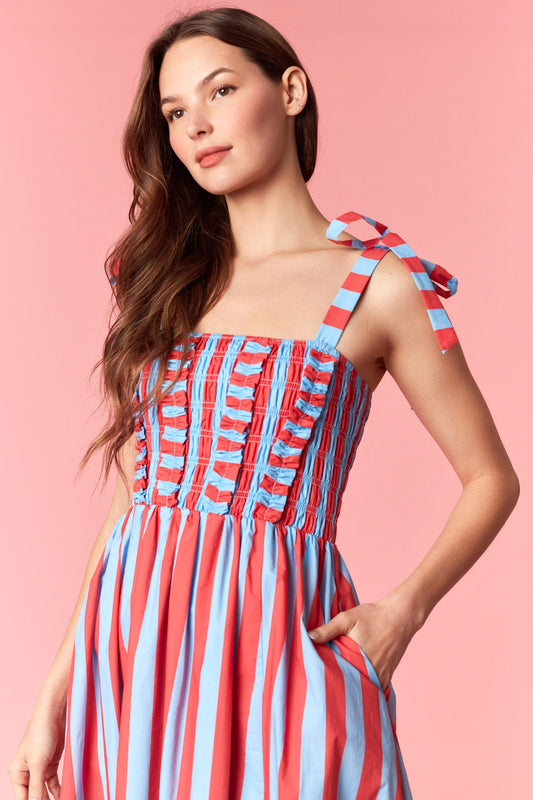 Red and Blue Stripe Midi
