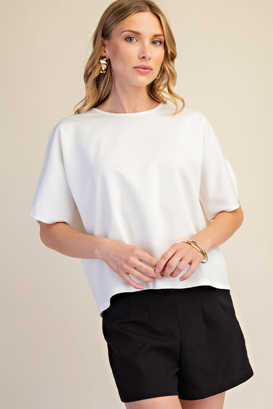 Riley Short Sleeve Top In Ivory