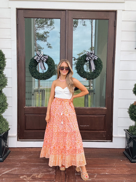 Risha Maxi Skirt In Orange Star