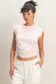Ruched Waist Sleeveless Top In Soft Pink