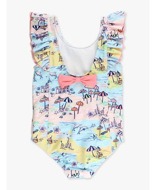 RuffleButts Beach Day Waterfall One Piece Swimsuit