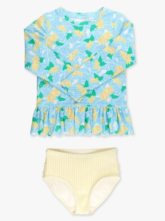 RuffleButts Blooming Basket 2 Piece Rash Guard