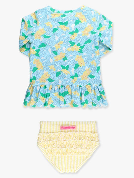 RuffleButts Blooming Basket 2 Piece Rash Guard