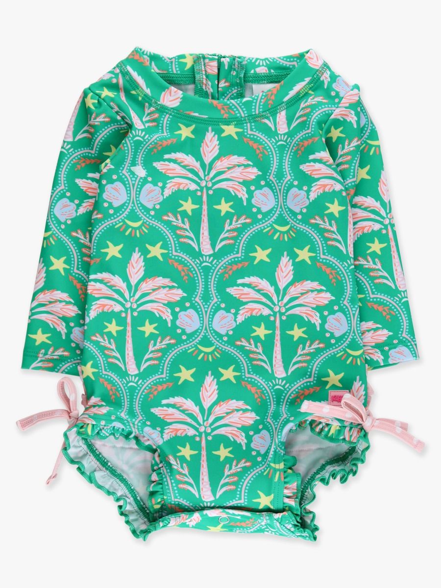 RuffleButts Coconut Cabana One Piece Rash Guard