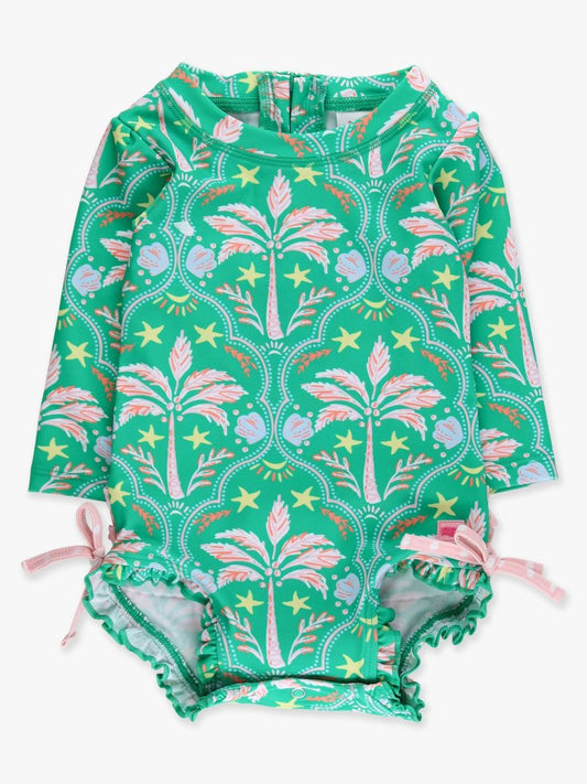 RuffleButts Coconut Cabana One Piece Rash Guard